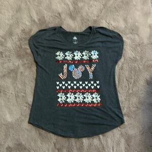 Disney Mickey Icon Joy Peppermint Flip Sequin Shirt Size Small